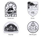 Logos der Ortsteile der Gemeinde Neuensalz